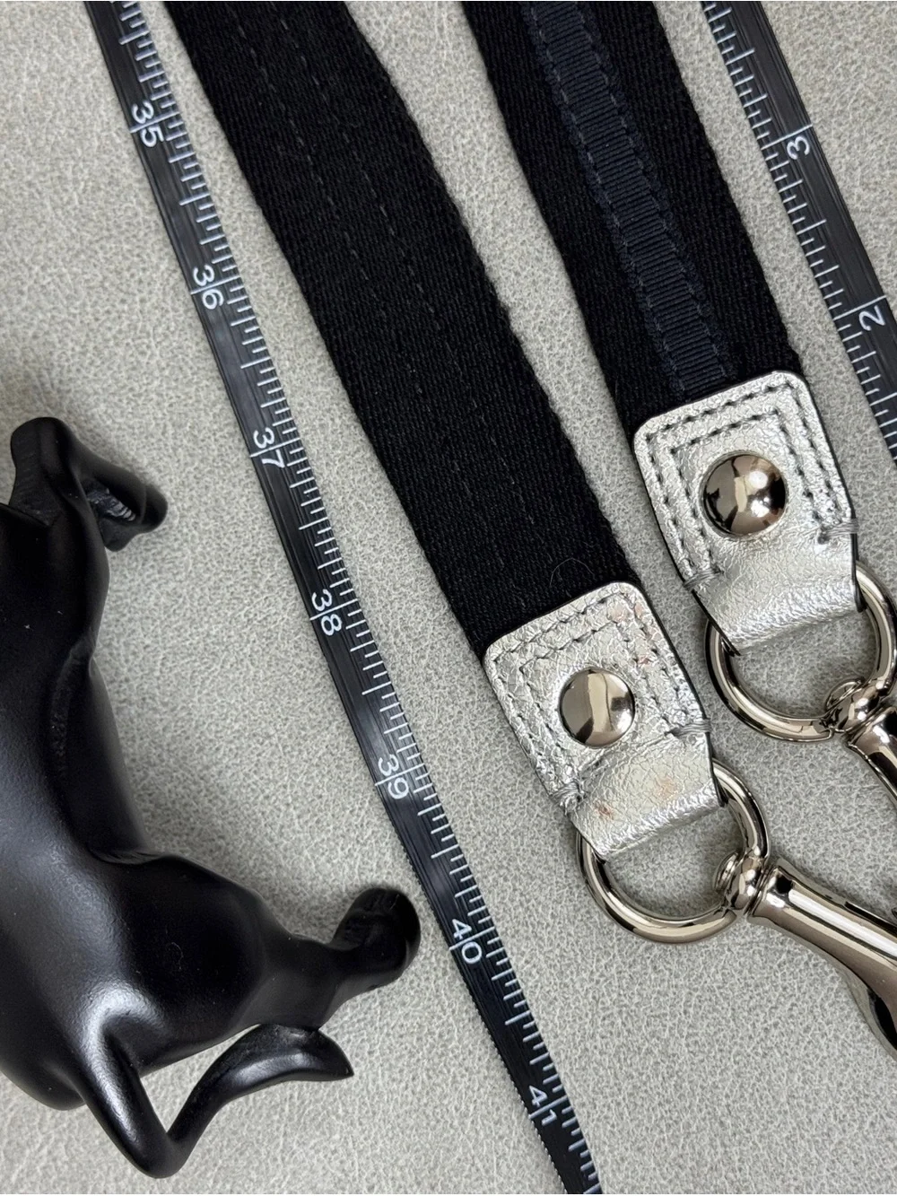 Coach Black Webbing Messenger Bag Strap with Silver Hardware